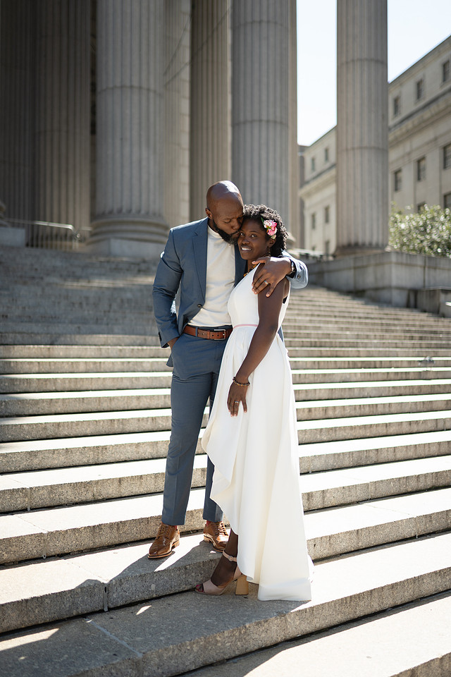 Outside the NYC courts near City Hall after a wedding